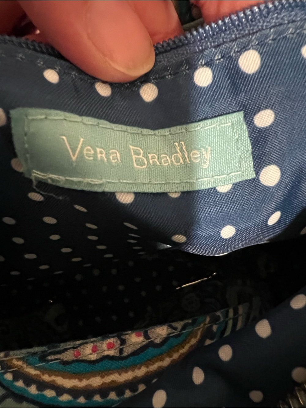 Vera Bradley Carson Shoulder Bag Quilted Daisy Dot Paisley (Retired) Blue Pink - Picture 11 of 16